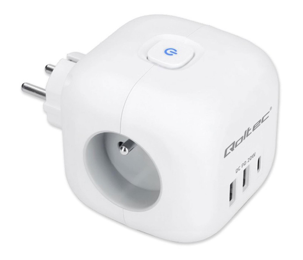 QOLTEC Kostka zasilająca przedłużacz 6w1 3x AC/2x USB/1x USB-C - 1330699 - zdjęcie 4